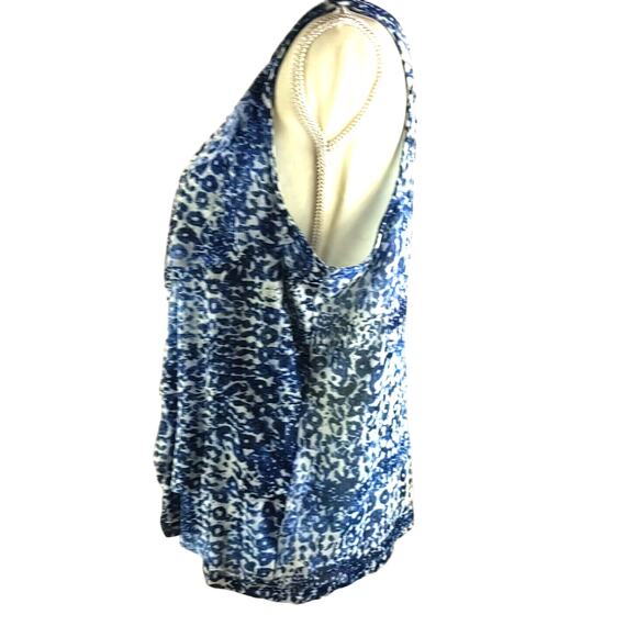 Chico's Women's Fancy Tank Top Size 3 Blue White Ruffle Stretch Beach Ocean... - Picture 3 of 6
